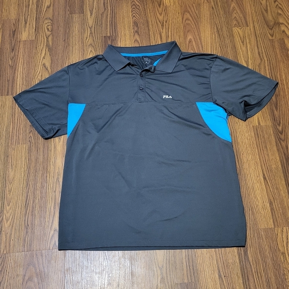 Fila F5 Men’s XL Polo Shirt Gray Blue Athletic Golf C22